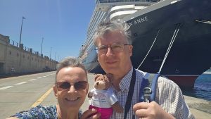 Tedwina, mum and dad in front of the Queen Anne